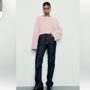 NWT ZARA METALLIC FAUX FUR SWEATER TOP